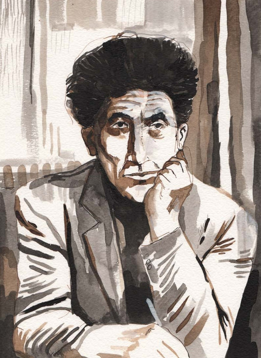 Alberto Giacometti. Original Ink Wash Painting. 9" x 12"