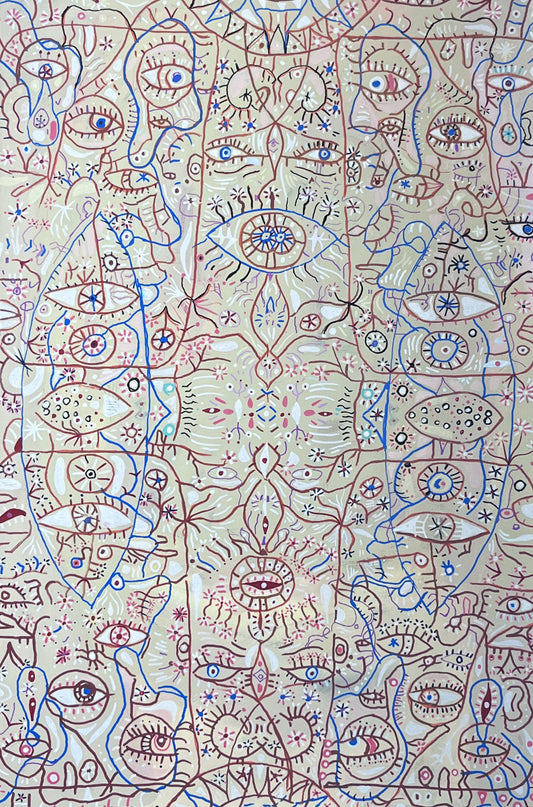 Veils of Patience. Acrylic and Oil Markers on Canvas. 24" x 36". 2023. John Kline Artwork