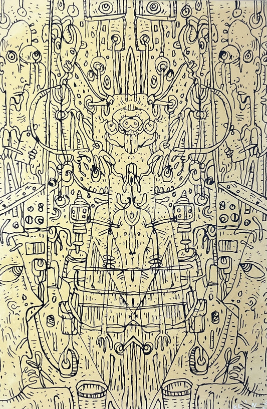 The Nightmare. Acrylic and Oil Markers on Canvas. 24" x 36". 2023. John Kline Artwork