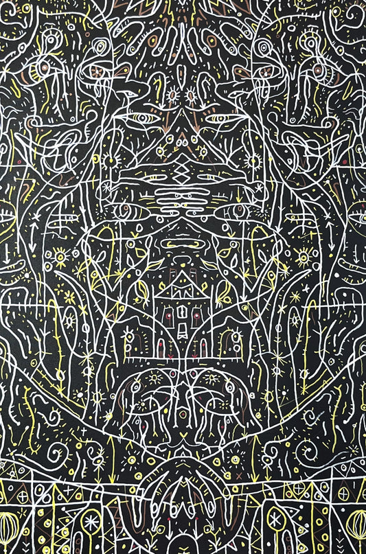 The Mere Possibility of Being. Acrylic and Oil Markers on Canvas. 24" x 36". John Kline Artwork