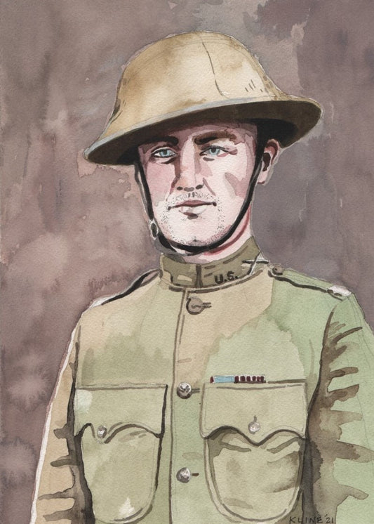 World War 1 Soldier. Watercolor on Paper. 9" x 12"