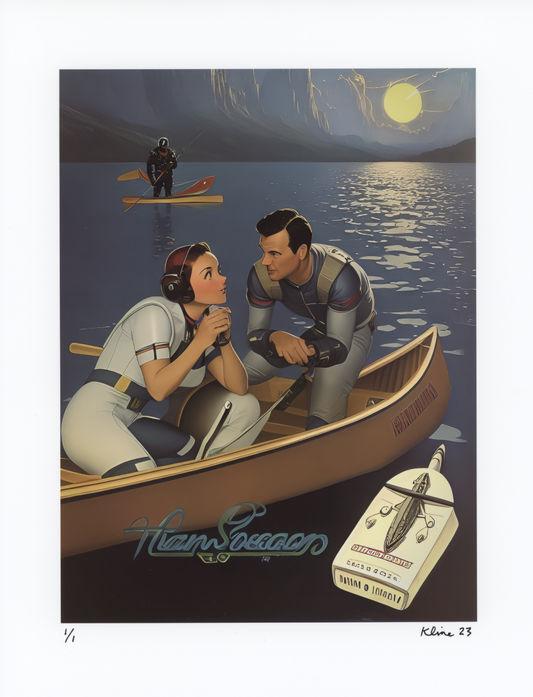 Retro Futuristic Advertisement. Digital Art Print. 8.5" x 11". 1/1 Edition. John Kline Artwork