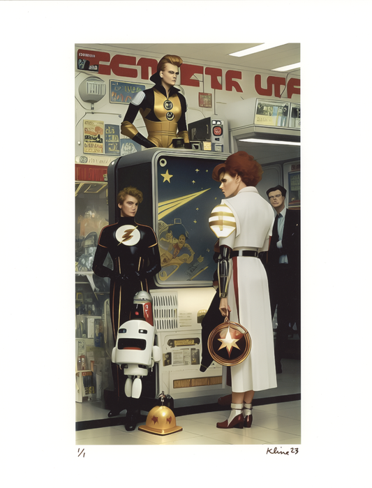 Shopping in the Future. Digital Art Print. 8.5" x 11". 1/1 Edition. John Kline Artwork
