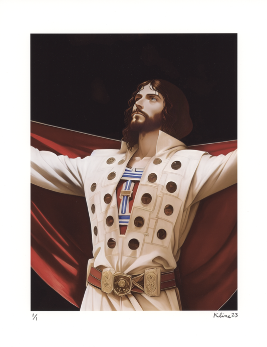 Rockstar Jesus. Digital Art Print. 8.5" x 11". 1/1 Edition. John Kline Artwork