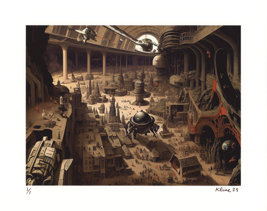 A Labyrinth of Steel and Fiery Fires. Digital Art Print. 10" x 8". 1/1 Edition. John Kline Artwork