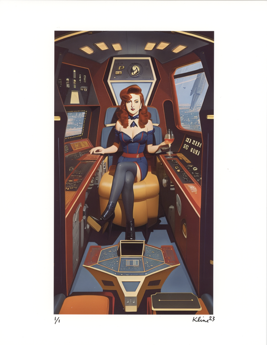 Barbara Stanwyck in a Science Fiction Movie. Digital Art Print. 8.5" x 11". 1/1 Edition. John Kline Artwork