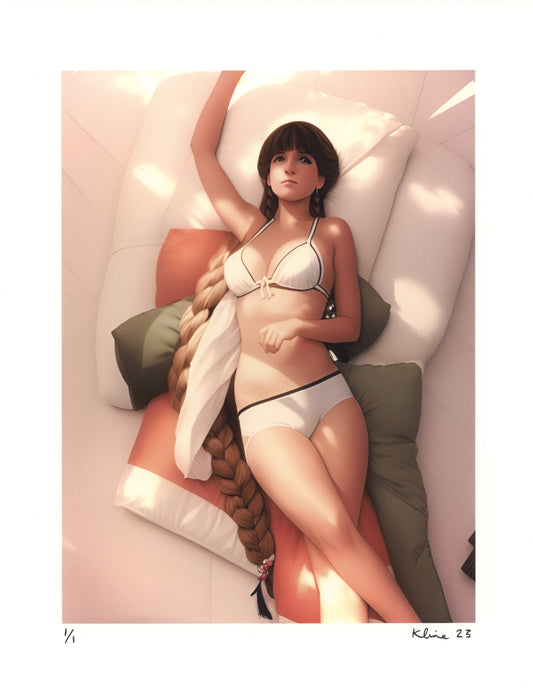 Girl Daydreaming. Digital Art Print. 8.5" x 11". 1/1 Edition. John Kline Artwork