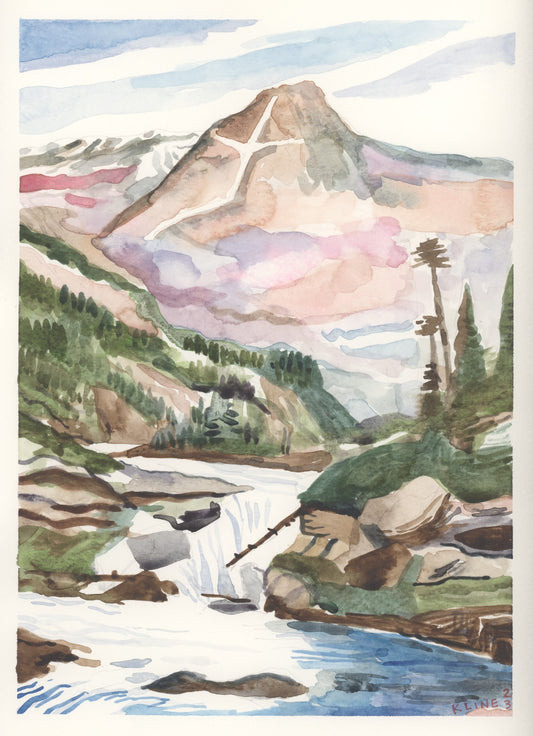 Mount of the Holy Cross, Colorado. Watercolor. 9" x 12". John Kline Artwork.