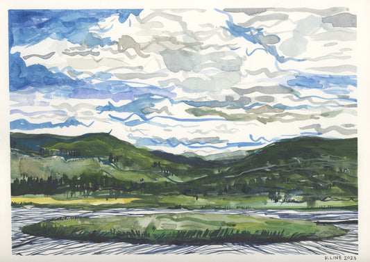 Camp Hale, Colorado. Watercolor. 12" x 9". John Kline Artwork.