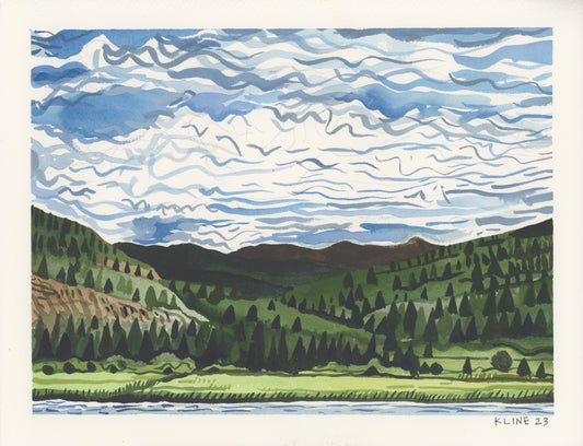 Camp Hale, Colorado. Watercolor. 10" x 8". John Kline Artwork.