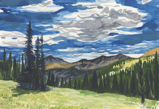 Watrous Gulch Trail, Colorado. Watercolor. 12" x 9". John Kline Artwork.