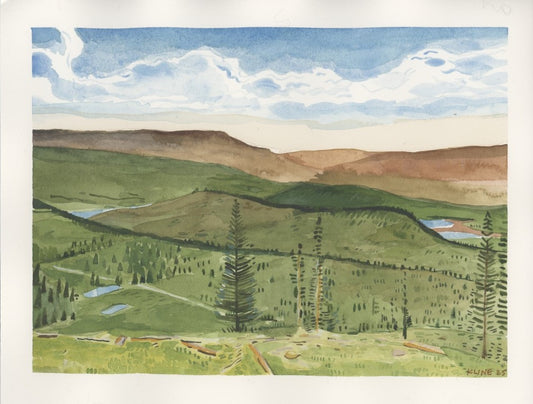 Grand Mesa Lakes and National Forest, Western Colorado. Watercolor. 10" x 8". John Kline Artwork