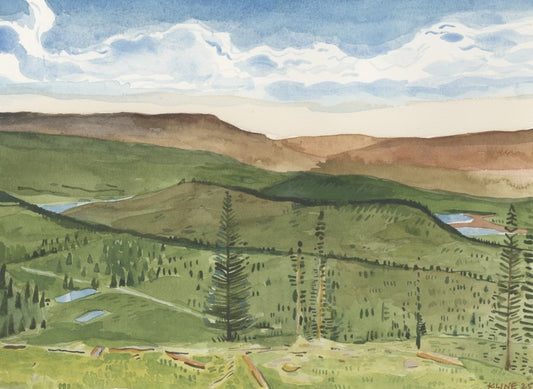 Grand Mesa Lakes and National Forest, Western Colorado. Watercolor. 10" x 8". John Kline Artwork