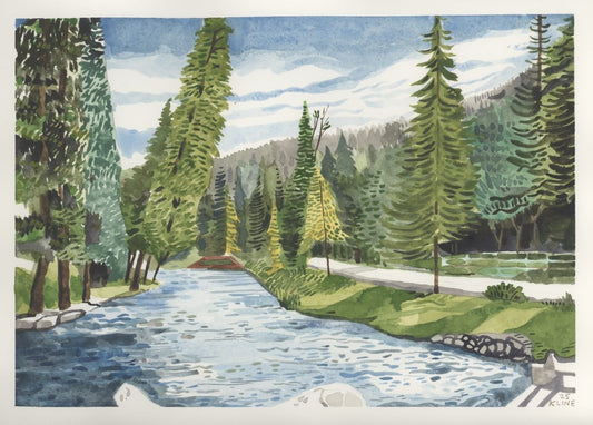 Bear Creek at Evergreen, Colorado. Watercolor. 12" x 9". John Kline Artwork