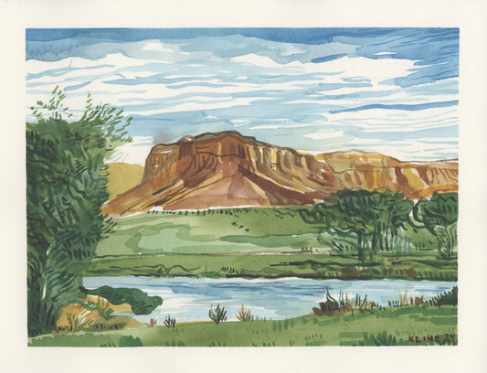 Unaweep Canyon, near Grand Junction, Colorado. Watercolor. 10" x 8". John Kline Artwork