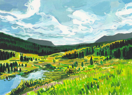 Flattops, Colorado. Original Watercolor painting. 9" x 12". Routt Forest. Steamboat Springs. landscape. small. wall art. decor. Etsyart.