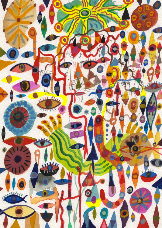 Sleep and Poetry. Original Watercolor on Paper. 9" x 12". abstract. modern. contemporary. art. painting. John Kline. artist. colorful. ink.