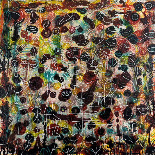 Last Goodbye. Alcohol ink and Oil Markers on Canvas. 20" x 20". John Kline Artwork