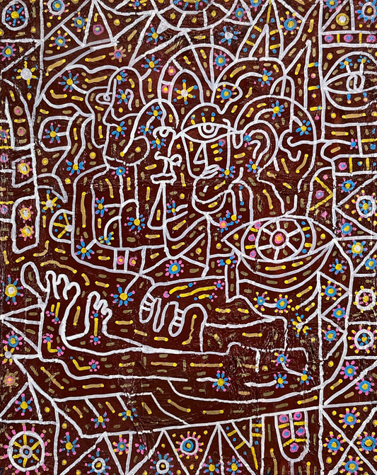 Decorate my Heart. Oil on Canvas. 16" x 20". John Kline Artwork. Original Painting. Red Line Expressionist Abstract