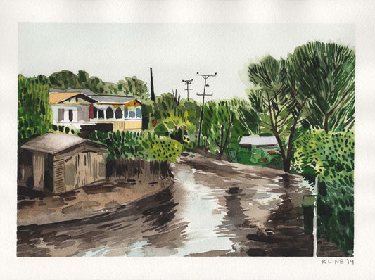 Fairfax, California. Original Watercolor. 9" x 12"