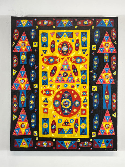 First Grade. Acrylic on Canvas. 16" x 20" x 1.5". John Kline Artwork. Geometric Shapes Primary Colors Painting