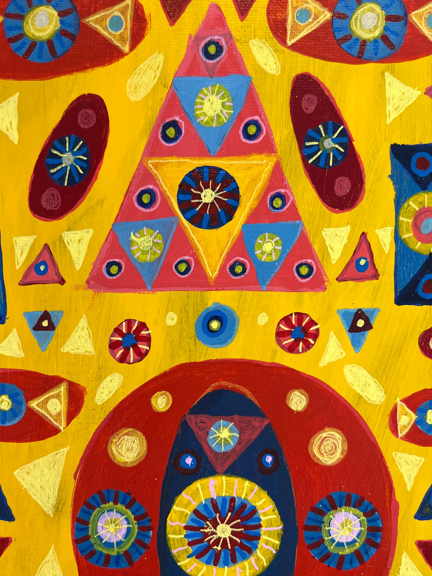 First Grade. Acrylic on Canvas. 16" x 20" x 1.5". John Kline Artwork. Geometric Shapes Primary Colors Painting