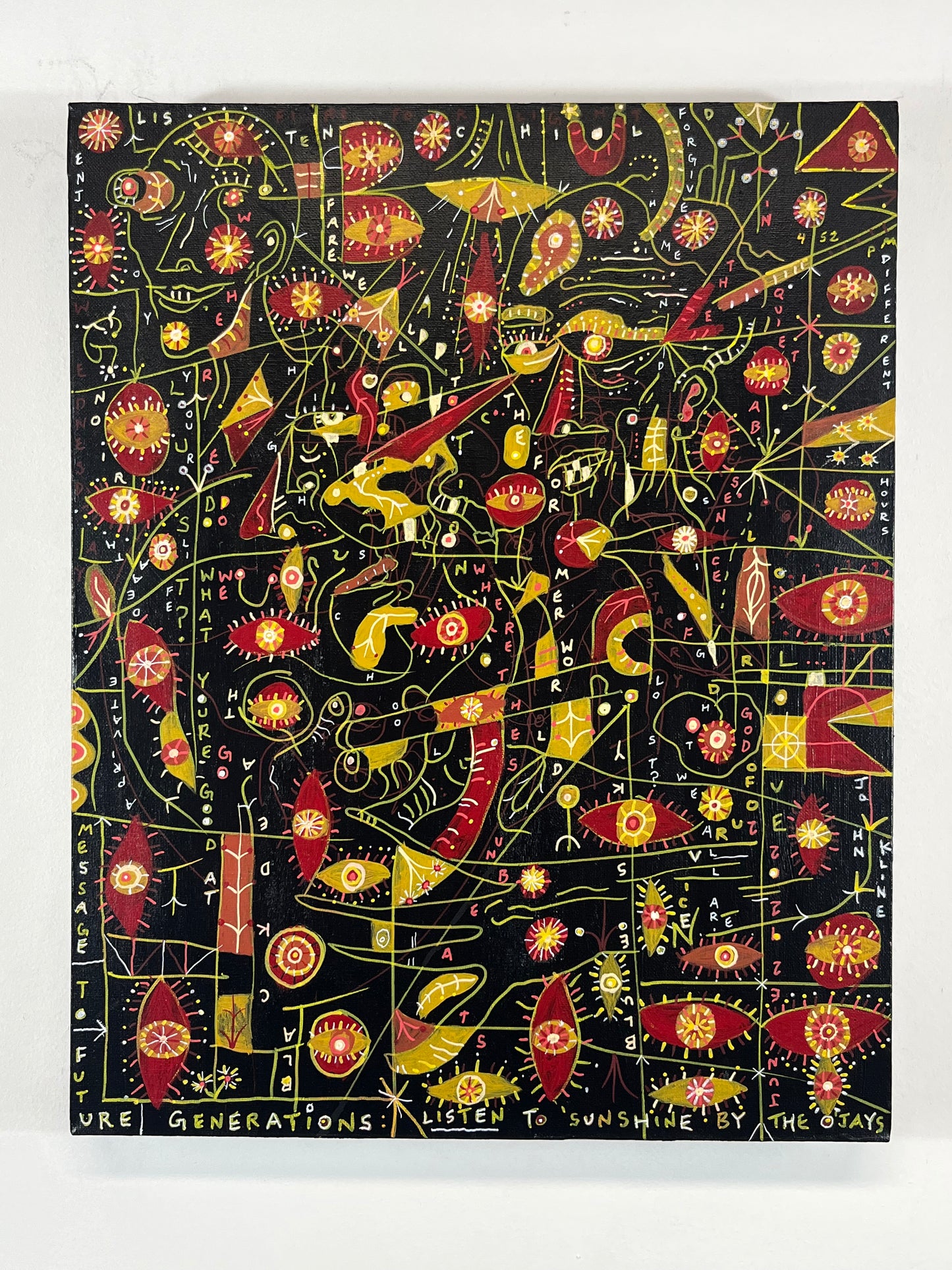 The Nurse and Herodias. 16" x 20" x 1.5". Acrylic on Canvas. John Kline Artwork. Abstract Black Red Yellow Painting Modern