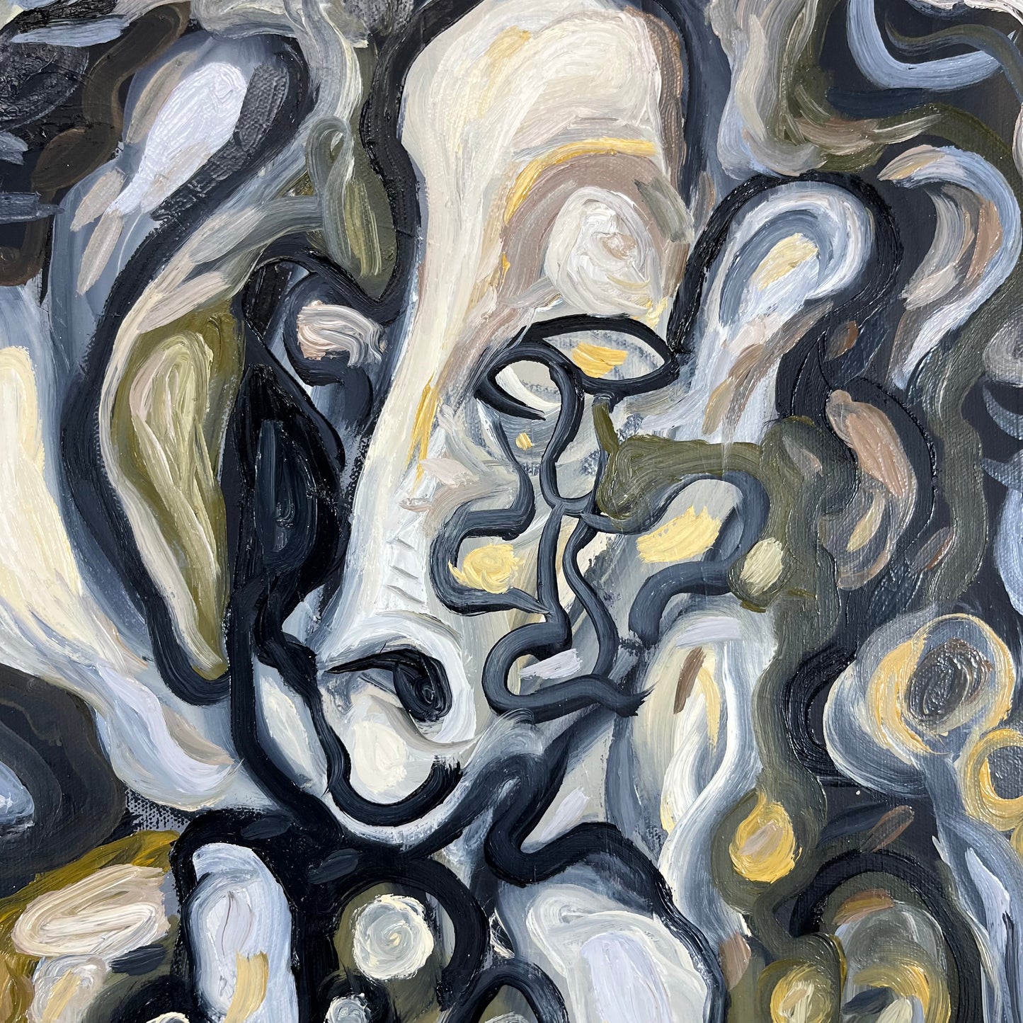 She Made Me. Oil on Canvas. 36"x 36"x 1.5". John Kline Artwork. Expressionist Painting Organic