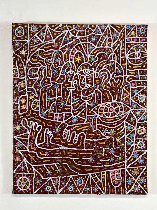 Decorate my Heart. Oil on Canvas. 16" x 20". John Kline Artwork. Original Painting. Red Line Expressionist Abstract