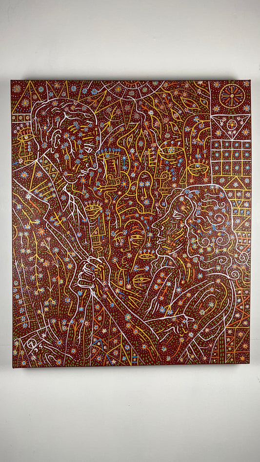 Once Beautiful and Brave. Acrylic and Oil Markers on Canvas. 25" x 30" x 1.5". John Kline Artwork. Expressionist Painting. Modern. Barbara Stanwyck