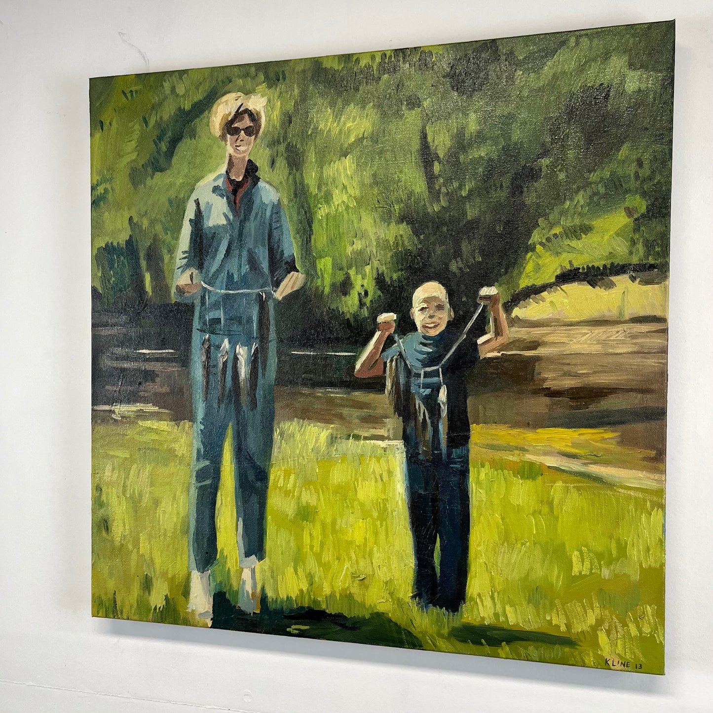 My Mom and Cousin Mike in 1969. Oil on Canvas. 24" x 24" x 1.5". John Kline Artwork.
