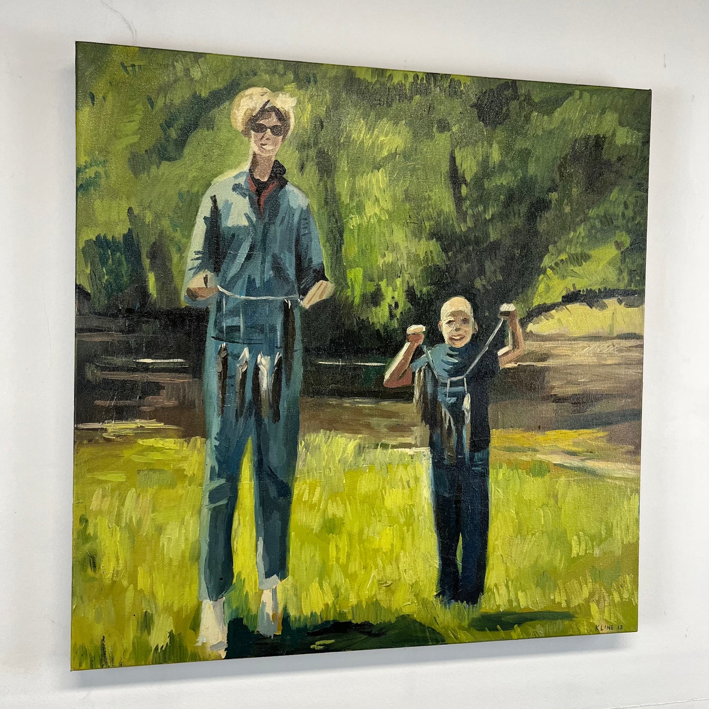 My Mom and Cousin Mike in 1969. Oil on Canvas. 24" x 24" x 1.5". John Kline Artwork.