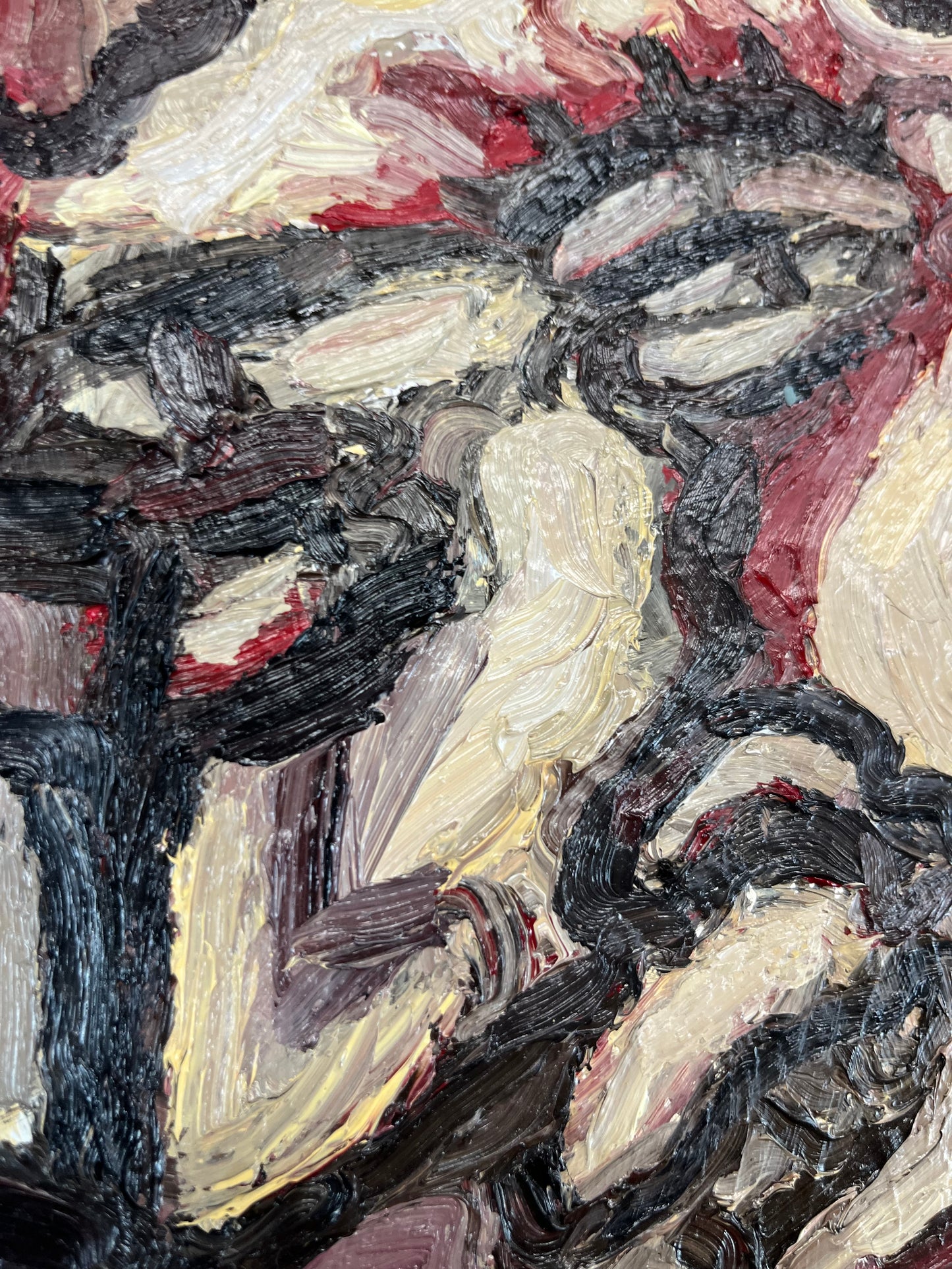 Self-Portrait in the Asylum. Oil on Canvas. 30"x 48" x 1.5". John Kline Artwork. Large Abstract Painting