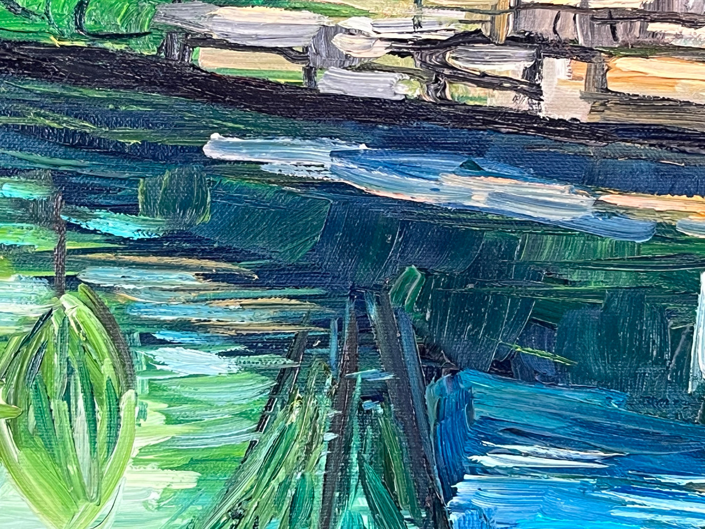 Waterfall next to Brush Creek in Kansas City. Oil on Canvas. 24" x 18". John Kline Artwork. landscape painting.