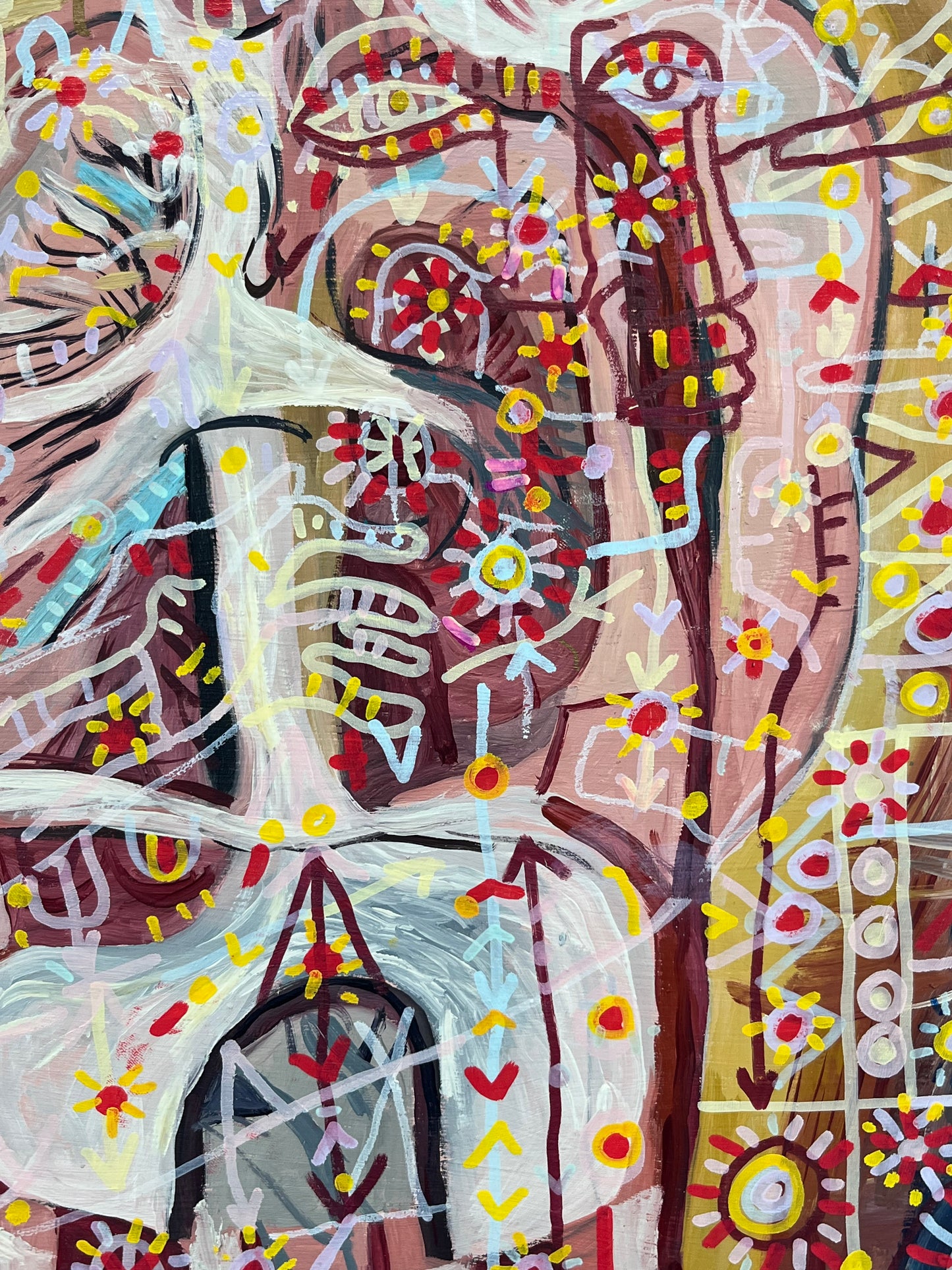 Breathe and Surmise. Oil and Oil Markers on Wood. 16" x 20". John Kline Artwork. Modern Painting Expressionist Kansas City