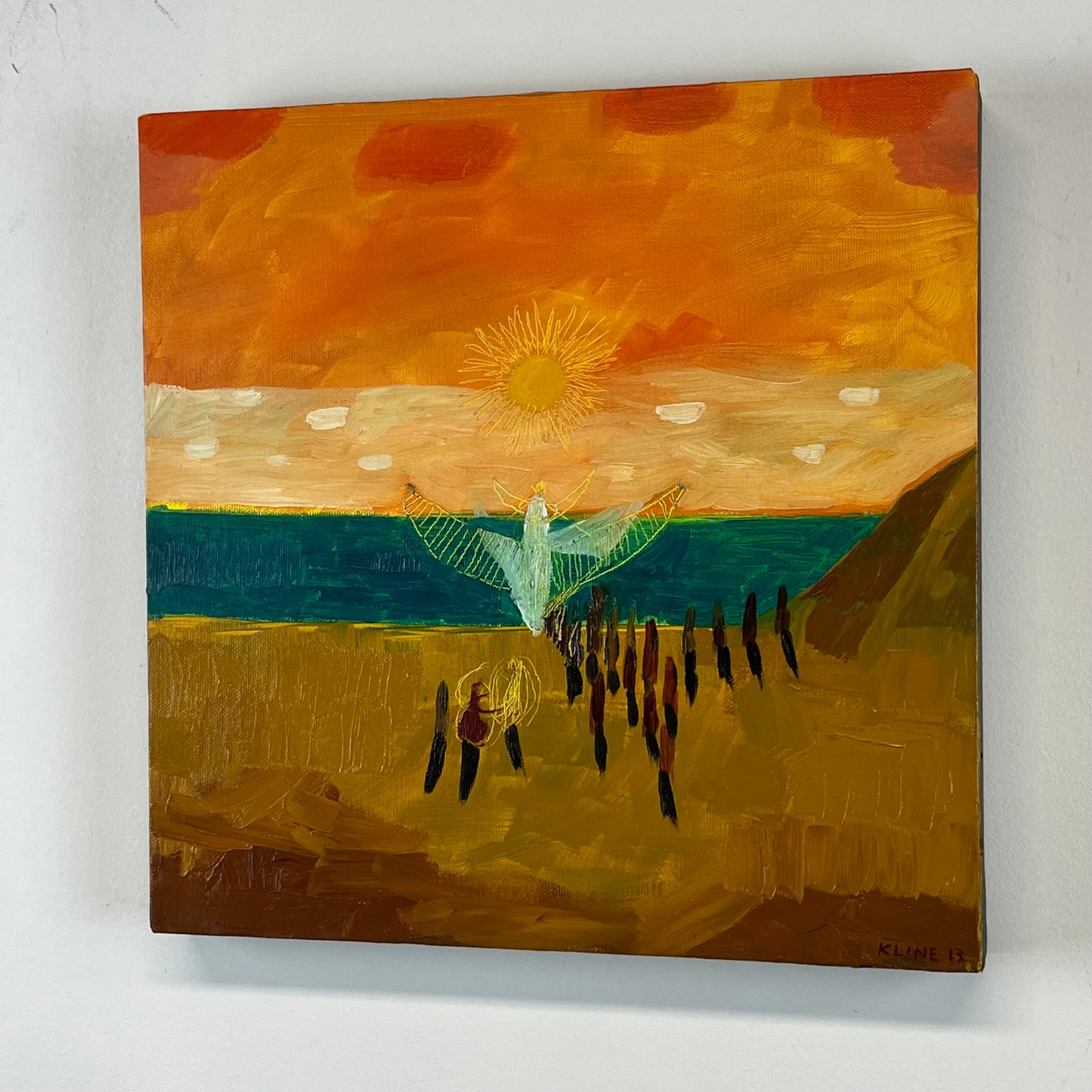 The Celestial Pilot. Oil on Canvas. 12" x 12". John Kline Artwork. Small Painting
