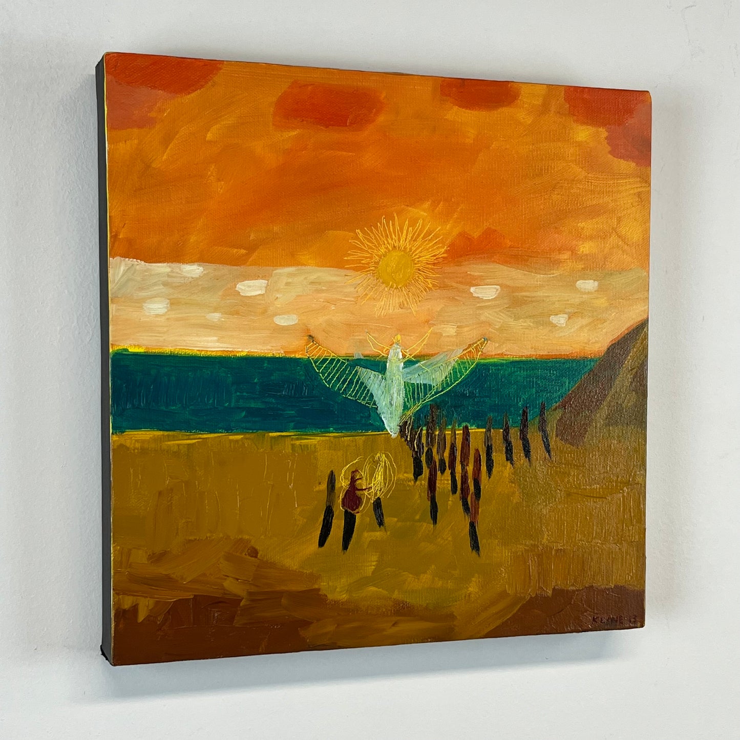 The Celestial Pilot. Oil on Canvas. 12" x 12". John Kline Artwork. Small Painting