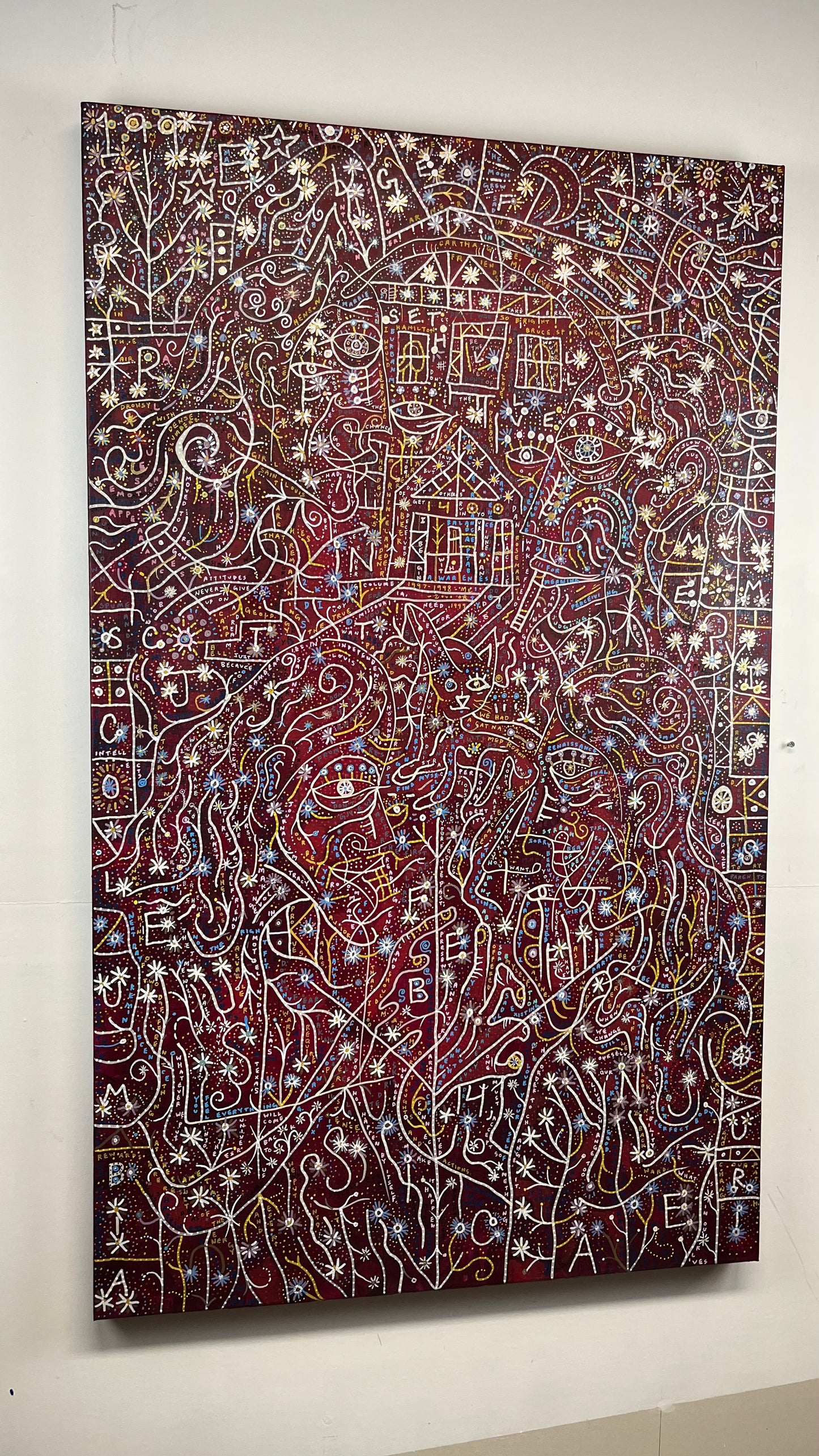 If I Could Go Back to One Night. Acrylic and Oil Markers on Linen. 30" x 50". John Kline Artwork. Kansas City Abstract Artist.