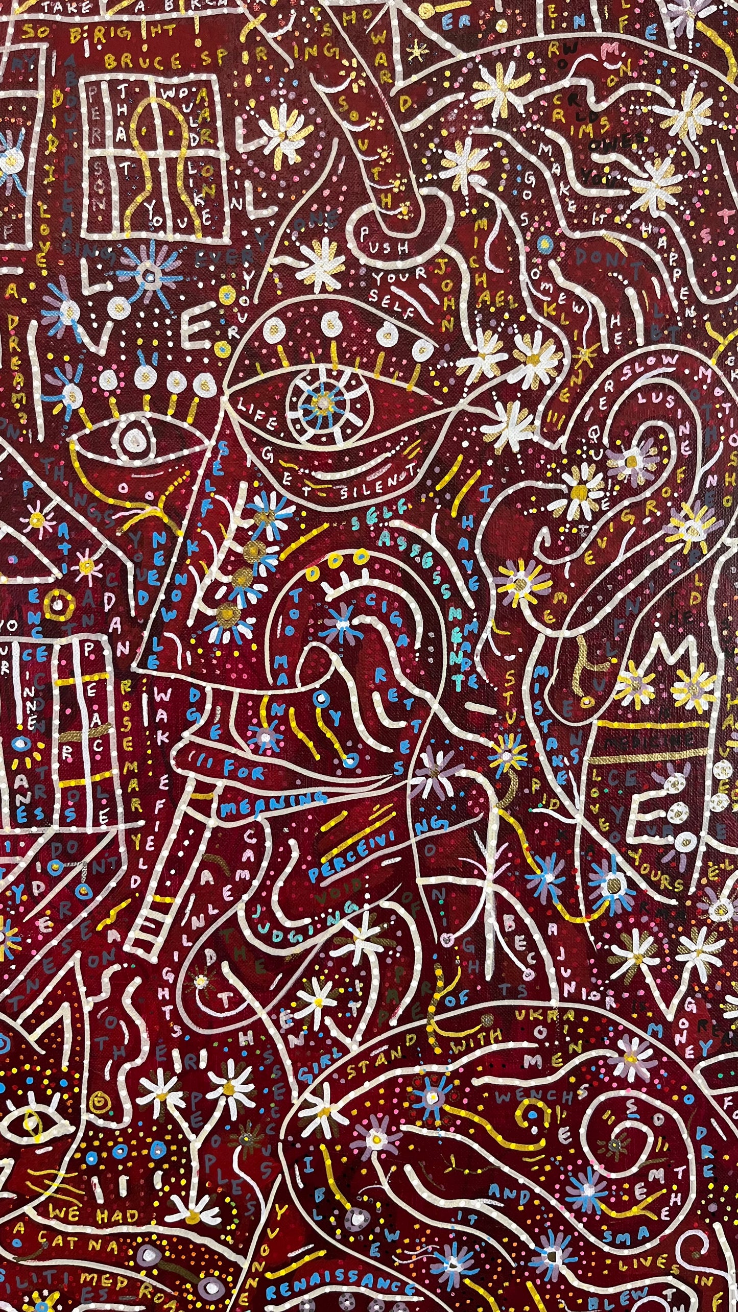 If I Could Go Back to One Night. Acrylic and Oil Markers on Linen. 30" x 50". John Kline Artwork. Kansas City Abstract Artist.