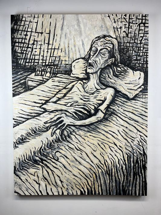 Last Goodbye. Oil on Canvas. 36" x 48". John Kline Artwork. Black White Expressionist large modern painting