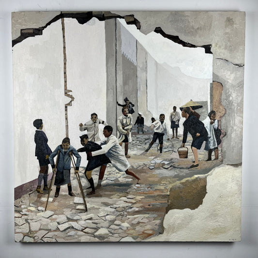 Copy of Cartier-Bresson photo 'Seville, Spain. 1933'. Oil on Canvas. 36" x 36" x 1.5". John Kline Artwork