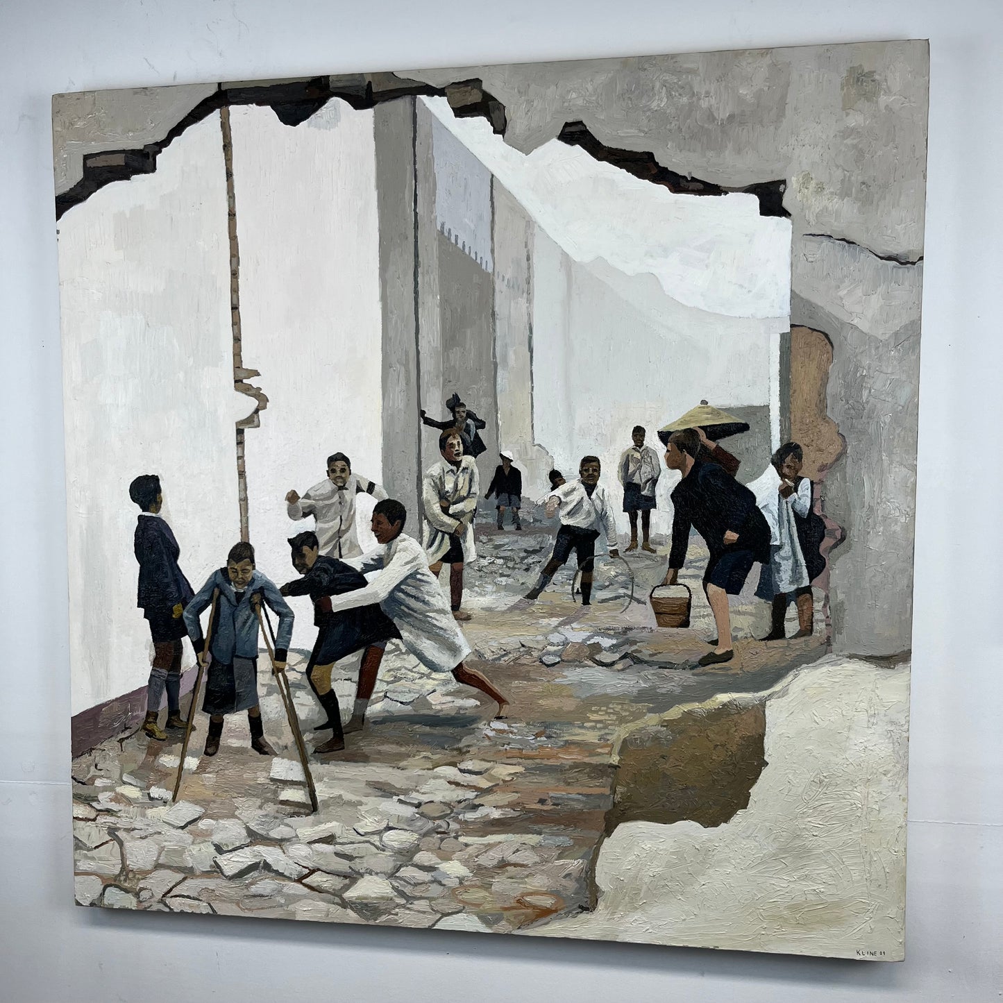 Copy of Cartier-Bresson photo 'Seville, Spain. 1933'. Oil on Canvas. 36" x 36" x 1.5". John Kline Artwork