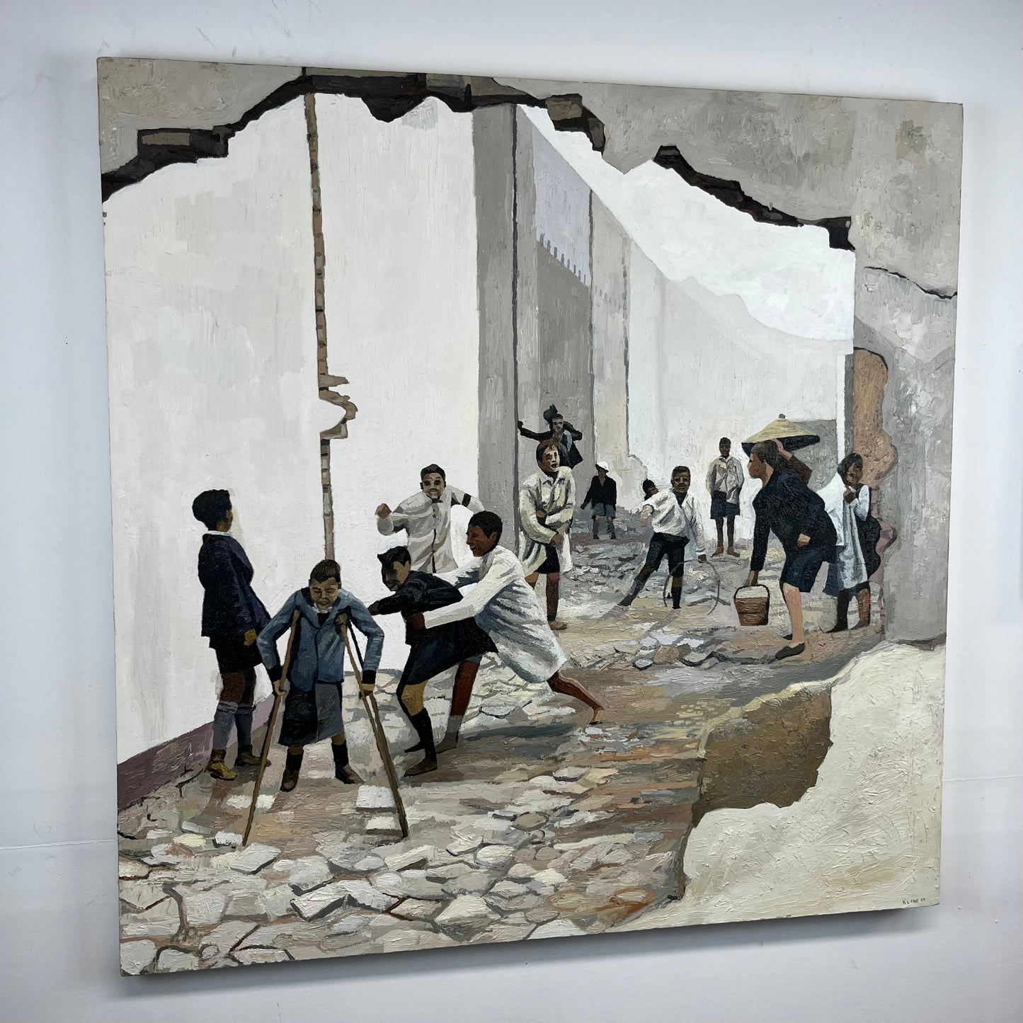 Copy of Cartier-Bresson photo 'Seville, Spain. 1933'. Oil on Canvas. 36" x 36" x 1.5". John Kline Artwork
