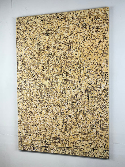 The Discard. Acylic and Oil Markers on Canvas. 24" x 36". John Kline Artwork Artist living