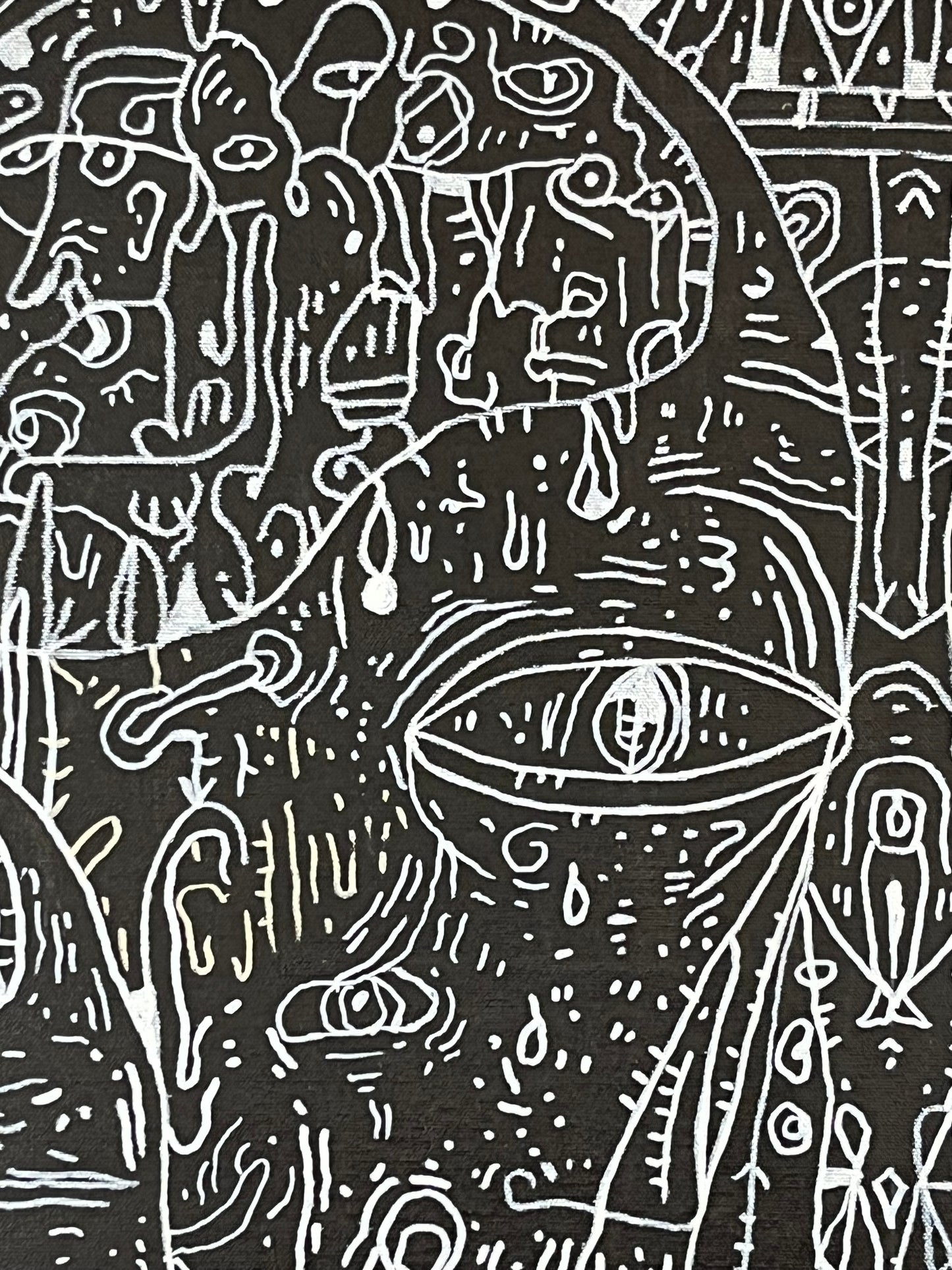 The Brink of the Abyss. Acrylic on Canvas. 24" x 36". John Kline Artwork. Black and White Modern Painting from Young Hot Artist with great hair