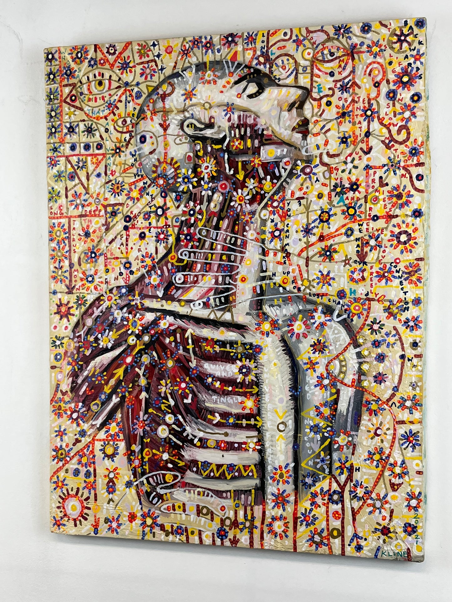 Archaic Apollo. Oil and Oil Markers on Canvas. 18" x 24". John Kline Artwork.
