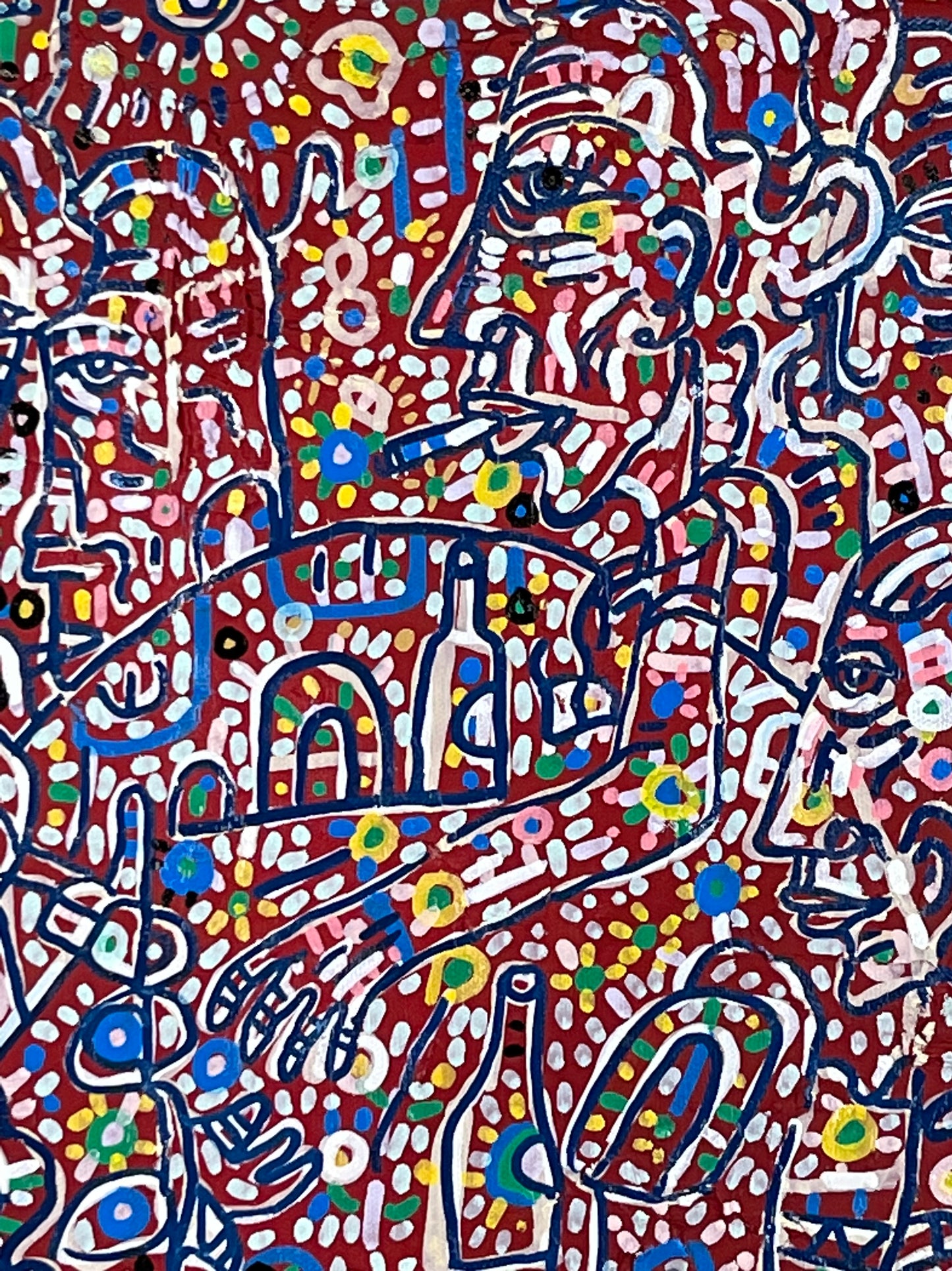I Used to be Shy. Oil and Oil Markers on Canvas. 16" x 20". John Kline Artwork
