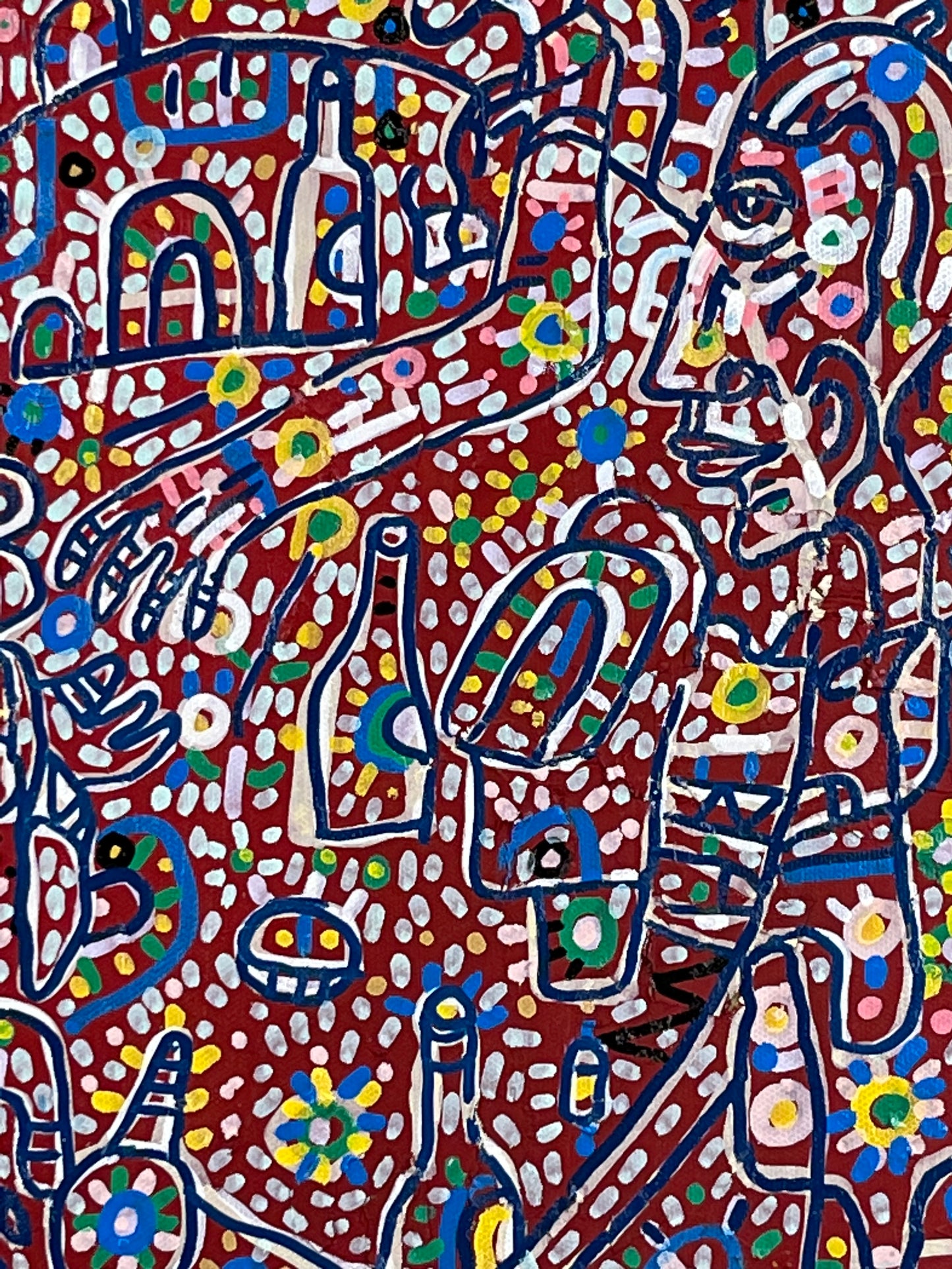 I Used to be Shy. Oil and Oil Markers on Canvas. 16" x 20". John Kline Artwork