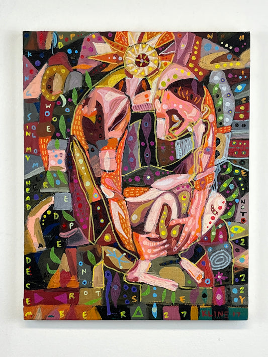 There's Nothing Ahead. Oil and Oil Markers on Linen. 11" x 14". John Kline Artwork. Small Painting