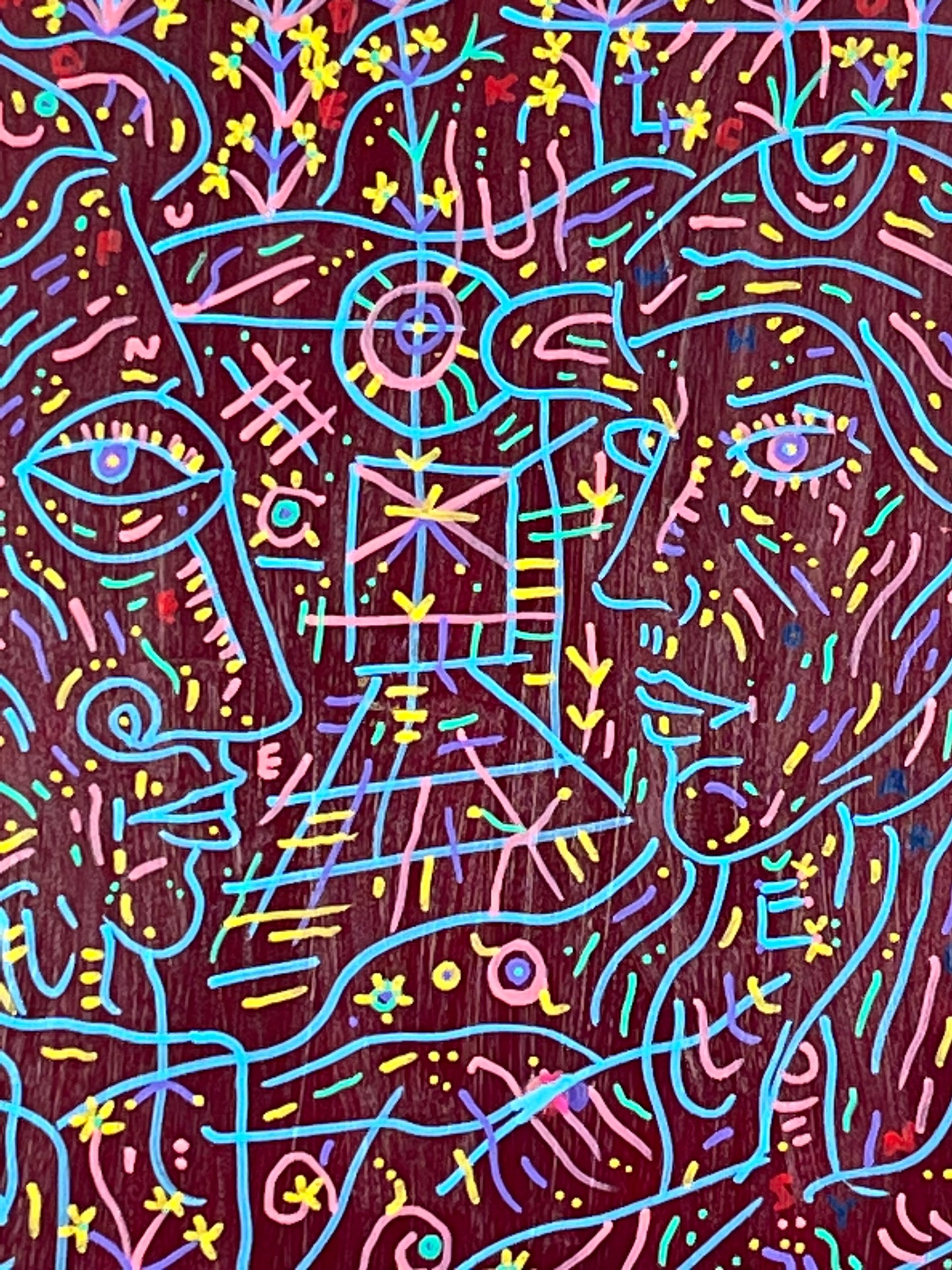 Ghost Dream. Oil and Oil Markers on Wood. 11" x 14". John Kline Artwork. Small Painting